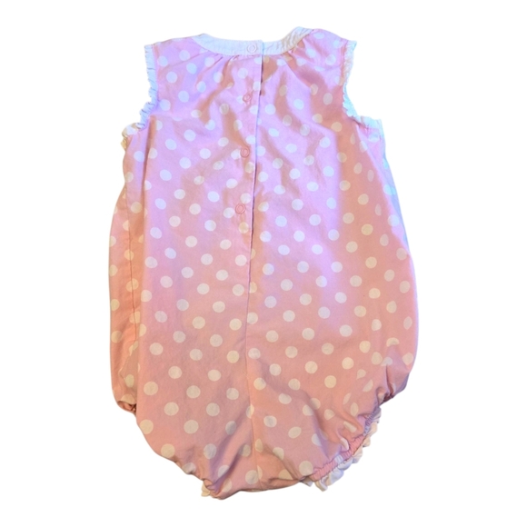 Vintage Gymboree 2006 Smocked Pink White Polka Dot Cotton Bubble Romper Size 3T - Picture 2 of 7